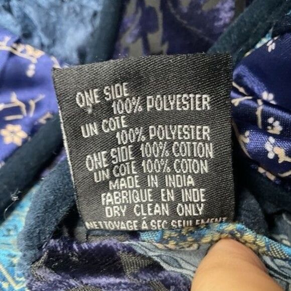 VTG Poetica Patchwork Reversible Button Front Vest Women Size M Blue/Purple - Picture 3 of 11